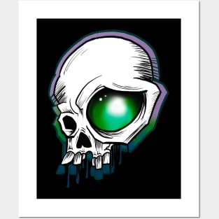 Green eye skull Posters and Art